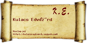 Kulacs Edvárd névjegykártya